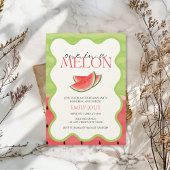 Invitation Un dans un MELON | Rose Vert mignonne 1er annivers