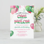 Invitation Un dans un Melon Thème 1er Anniversaire Ballons (Debout devant)