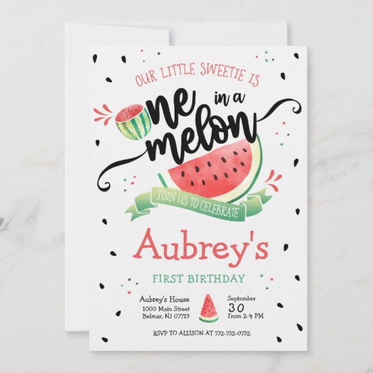 Invitation Un dans un Melon Watermelon 1er Birthday Invitatio (Devant)