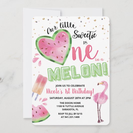 Invitation Un dans un Melon Watermelon 1er Birthday Invitatio (Devant)