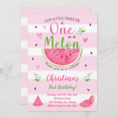 Invitation Un dans un Melon Watermelon 1er Birthday Invitatio (Devant / Derrière)