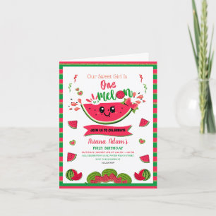 Invitation Un dans un Melon Watermelon fille's premier annive