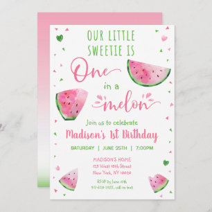 Invitation Un Dans Un Melon Watermelon Premier anniversaire