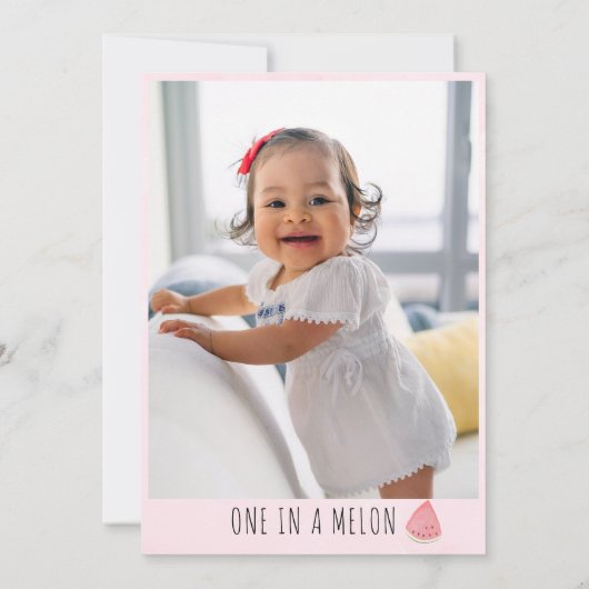Invitation Un dans un Melon Watermelon Première fête d'annive (Dos)