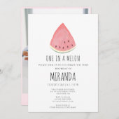 Invitation Un dans un Melon Watermelon Première fête d'annive (Devant / Derrière)