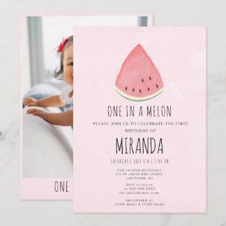 Invitation Un dans un Melon Watermelon Première fête d'annive