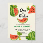 Invitation Un dans une pastèque ! 1ère fête d'anniversaire (Devant / Derrière)
