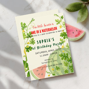 Invitation Un dans une pastèque ! 1ère fête d'anniversaire