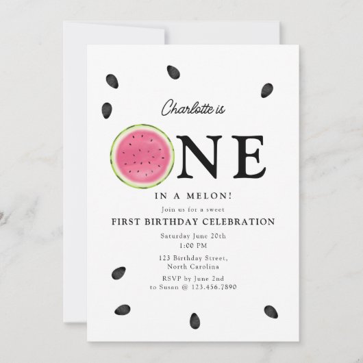 Invitation Un dans une pastèque Melon Anniversaire d'été (Devant)