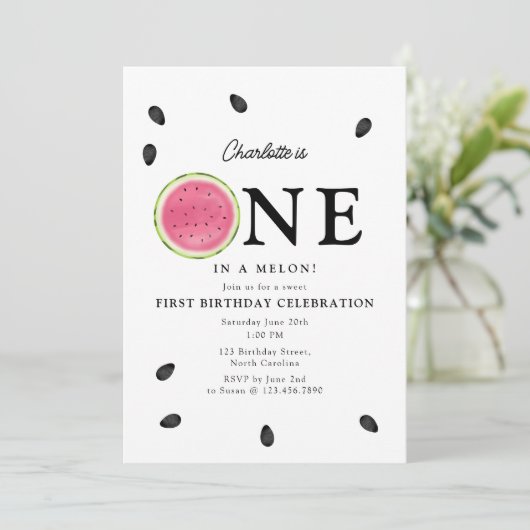 Invitation Un dans une pastèque Melon Anniversaire d'été (Debout devant)