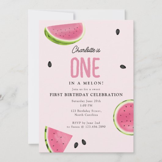 Invitation Un dans une pastèque Melon Anniversaire d'été (Devant)