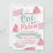 Invitation Un dans une pastèque Melon Aquarelle 1er Anniversa (Devant)