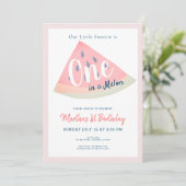 Invitation Un dans une pastèque Melon Blanc 1er anniversaire (Debout devant)