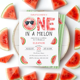 Invitation Un dans une pastèque melon été 1er anniversaire