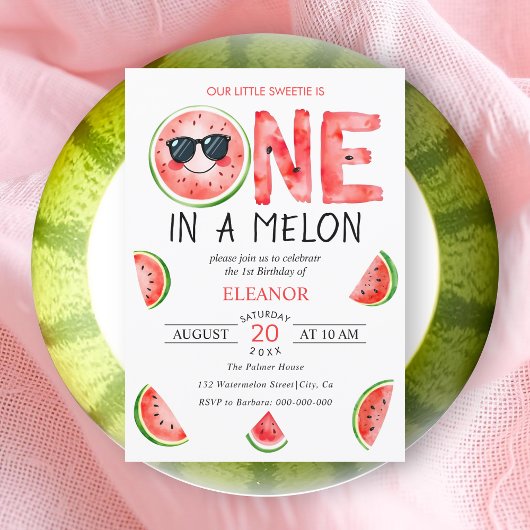 Invitation Un dans une pastèque melon été 1er anniversaire