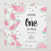 Invitation Un dans une pastèque Melon pour un premier anniver (Devant / Derrière)