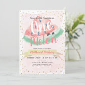 Invitation Un dans une pastèque Melon Rose fille 1er annivers (Debout devant)