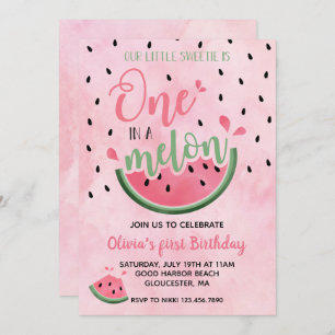 Invitation Un dans une pastèque Melon Watermelon 1er annivers