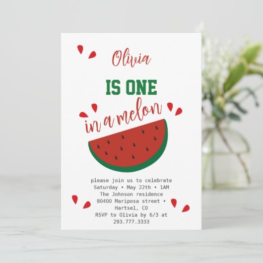 Invitation Un dans une pastèque pour le premier anniversaire (Debout devant)