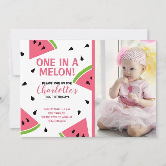 Invitation Un dans une photo de pastèque de Melon (Devant)