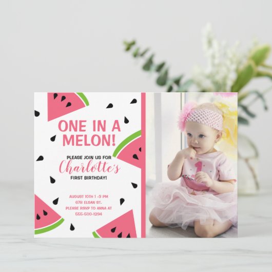 Invitation Un dans une photo de pastèque de Melon (Debout devant)
