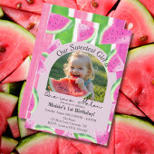 Invitation Un dans une photo de pastèque rose Melon Anniversa
