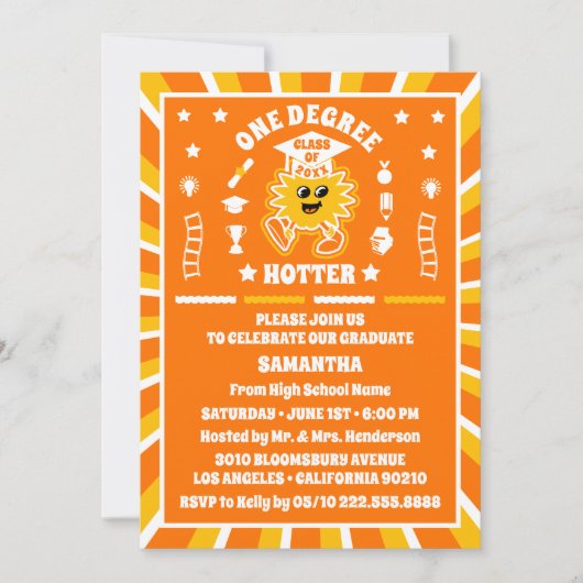 Invitation Un Degré Hotter Retro Graduation (Devant)