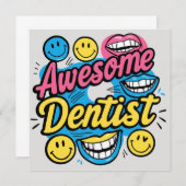 Invitation Un dentiste génial merci (Devant / Derrière)
