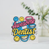 Invitation Un dentiste génial merci (Debout devant)