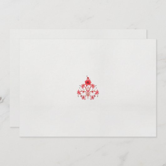 Invitation un design de fleur rouge sur un arrière - plan bla (Devant / Derrière)