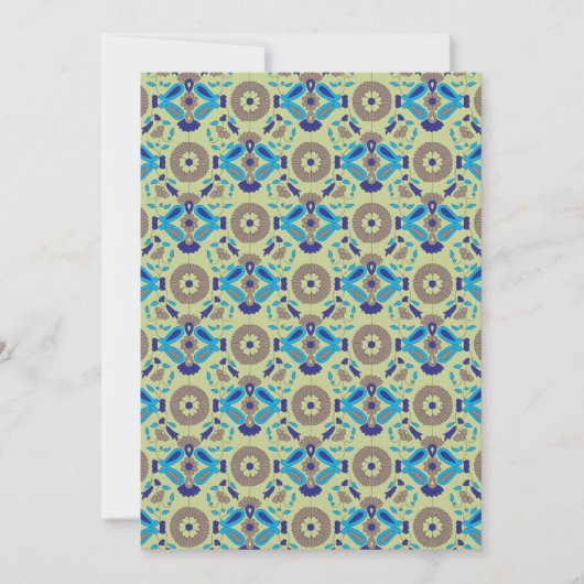 Invitation Un design textile symétrique, bleu ou (Devant)