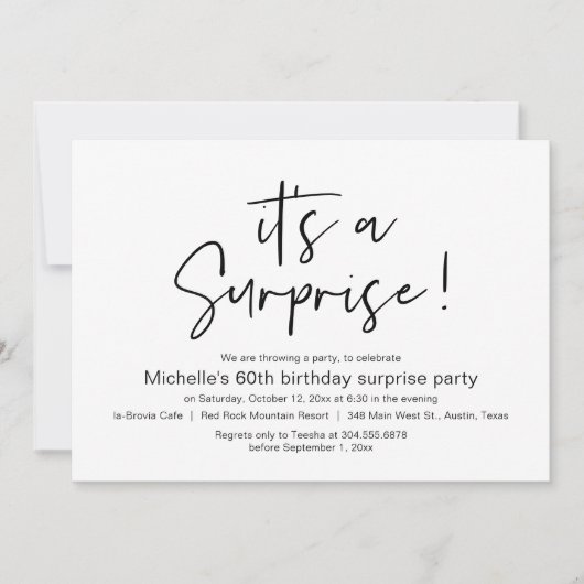 Invitation Un dîner d'anniversaire surprenant (Devant)