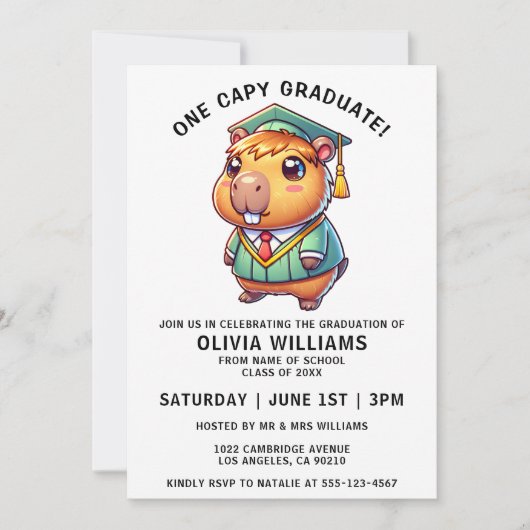 Invitation Un diplômé Capy Funny Capybara Graduate Party (Devant)