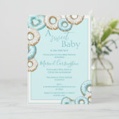 Invitation Un doux Baby shower d'aquarelle Bleu beignets (Debout devant)