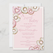 Invitation Un doux Baby shower d'aquarelle pour bébé rose bei (Devant)