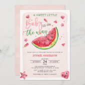 Invitation Un doux Baby shower de pastèque bébé (Devant / Derrière)