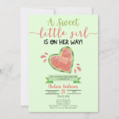 Invitation Un doux Baby shower de pastèque pour petite fille (Devant)