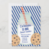 Invitation Un doux biscuit bleu marine premier anniversaire (Devant)