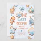 Invitation Un doux Cookie Boy Noël 1 anniversaire (Devant)