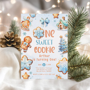 Invitation Un doux Cookie Boy Noël 1er anniversaire
