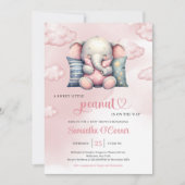 Invitation Un doux petit arachide éléphant mignon sur un nuag (Devant)