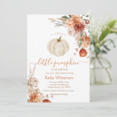 Invitation Un doux petit Baby shower Citrouille Boho Floral (Debout devant)