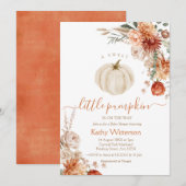 Invitation Un doux petit Baby shower Citrouille Boho Floral (Devant / Derrière)