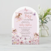 Invitation Un doux petit Baby shower de fille Fleur sauvage F (Debout devant)