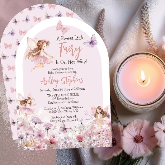 Invitation Un doux petit Baby shower de fille Fleur sauvage F