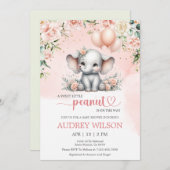 Invitation Un doux petit Baby shower d'éléphant d'arachide (Devant / Derrière)