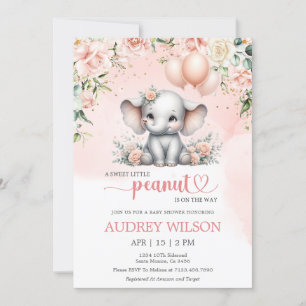 Invitation Un doux petit Baby shower d'éléphant d'arachide