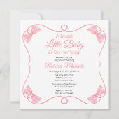 Invitation Un doux petit bébé rose vaches Baby shower fille (Devant)