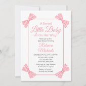 Invitation Un doux petit bébé rose vaches Baby shower fille (Devant)
