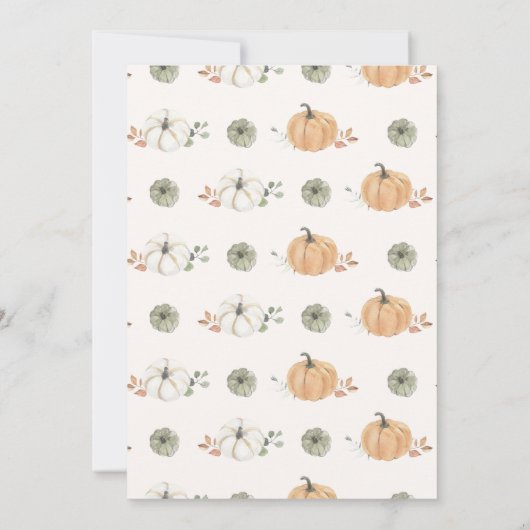 Invitation Un doux petit Citrouille Baby shower d'automne (Dos)